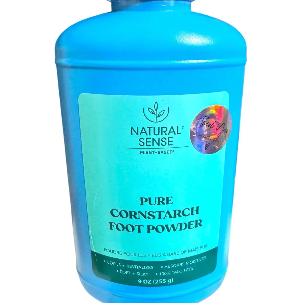 9 oz (255)g Plant-Based, Pure Cornstarch Foot Powder,Cools, revitalizes, absorbs moisture, soft and silky,100% Talc Free Natural Sense