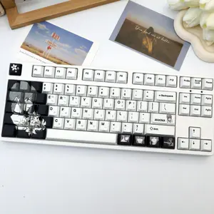 138 Key Flower And Girl Pbt Keycaps with Korean Text, Semi-Transparent Cherry Style, Dye Sublimation, Compatible with Mx Axes, for Keyboard Models 61/64/68/87/96/104/108