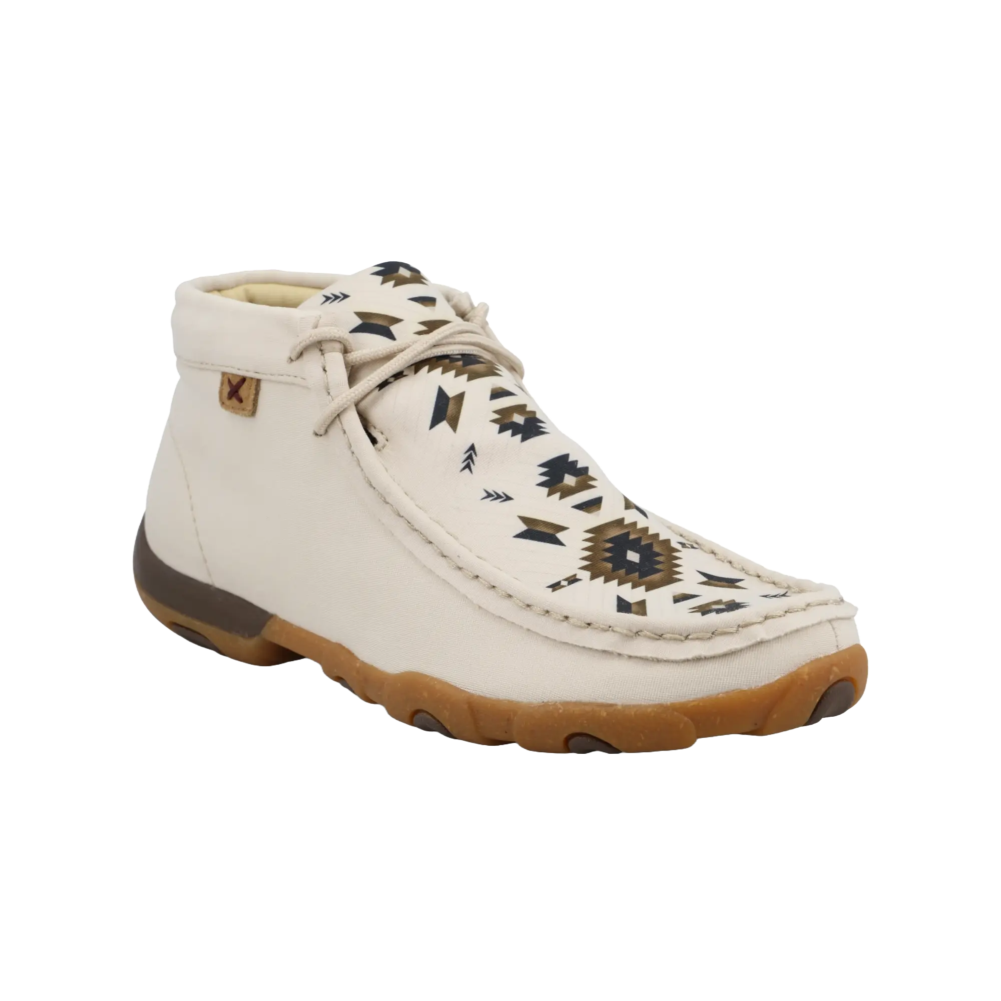 Women's Twisted X Beige Slip-On Chukka Driving Mocs Boots - Women's Footwear with Rubber Sole & Aztec Print (WDM0161)