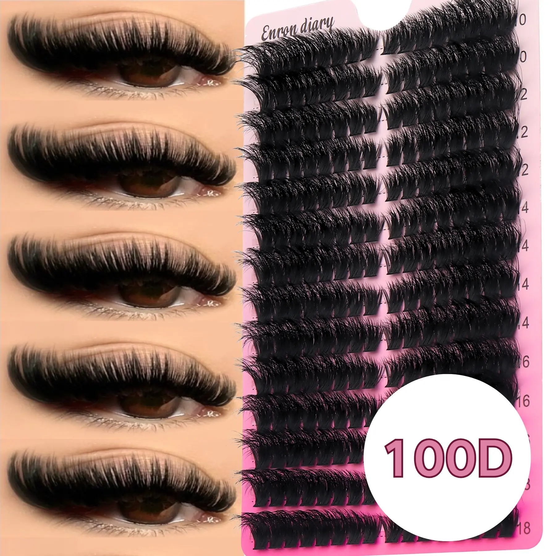 14 Rows of Single-Cluster Fluffy Eyelash Extensions, Thick Curled Cartoon-Style DIY False Eyelashes, Volumized Lashes for Beginners at Home, Volume Eyelashes, Beginner Friendly Lashes