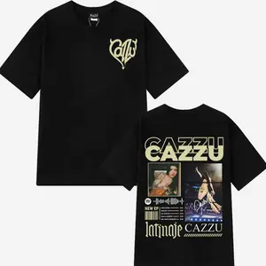 [Cazzu Collection] Singer Cazzu Latinaje Vintage Prited T Shirt Men's Women Harajuku Fashion Cotton Short Sleeve T-shirt  CO1 ZF6