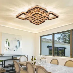 Modern Square Crystal Chandelier LED 19.6 Inch Ceiling Light for Home Indoor Use QH-MC112
