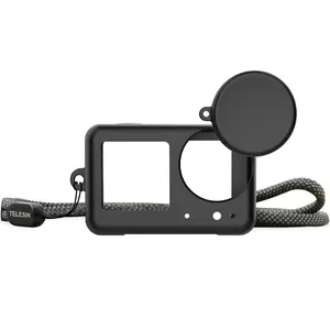 TELESIN Silicone Protective Case for DJI Osmo Action 5 Pro/4/3 with Lens Cap & Lanyard, Anti-Scratch Washable Cover Anti-Slip Dustproof Action Camera Protection for DJI Action 5Pro Accessories