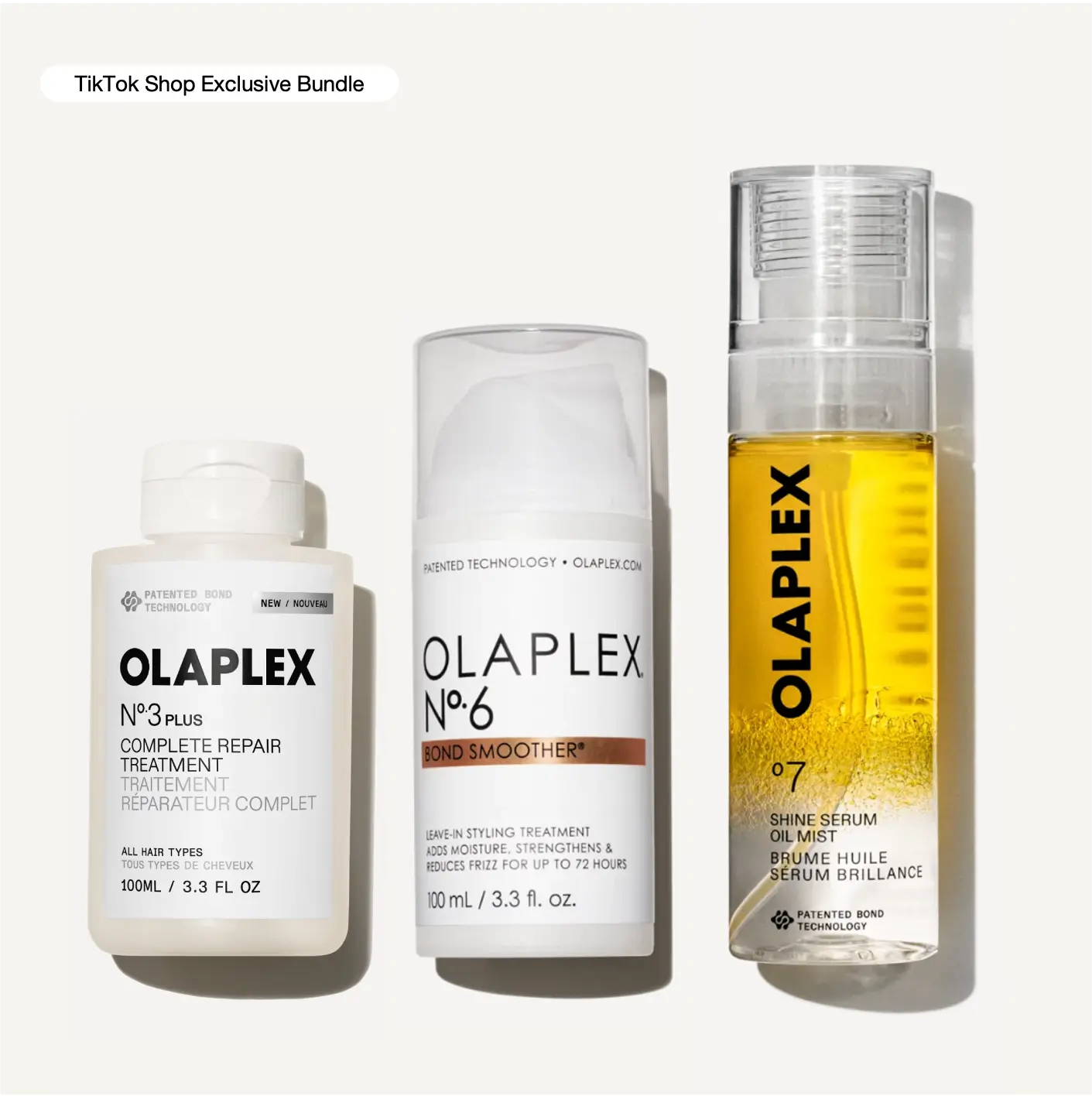 OLAPLEX Repair, Smooth + Shine Set - Damage Repair Treatment, Anti-Frizz Styling Cream, and 2-in-1 Replenishing Treatment for Healthy Looking Shine + Hydration