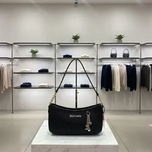 Juicy Couture Black Crossbody Bag with Gold Chain Strap and Logo Charm for Women