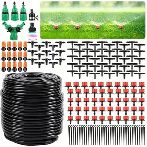[Automatic Drip Irrigation Kit] 15m-50M 148-200pcs 1/4 Inch Automatic Drip Irrigation Kits | DIY Water Saving Garden Watering System for Lawn, Patio, And Greenhouse - Plastic Material, Universal Thread Standard, Watering Sprinkler System