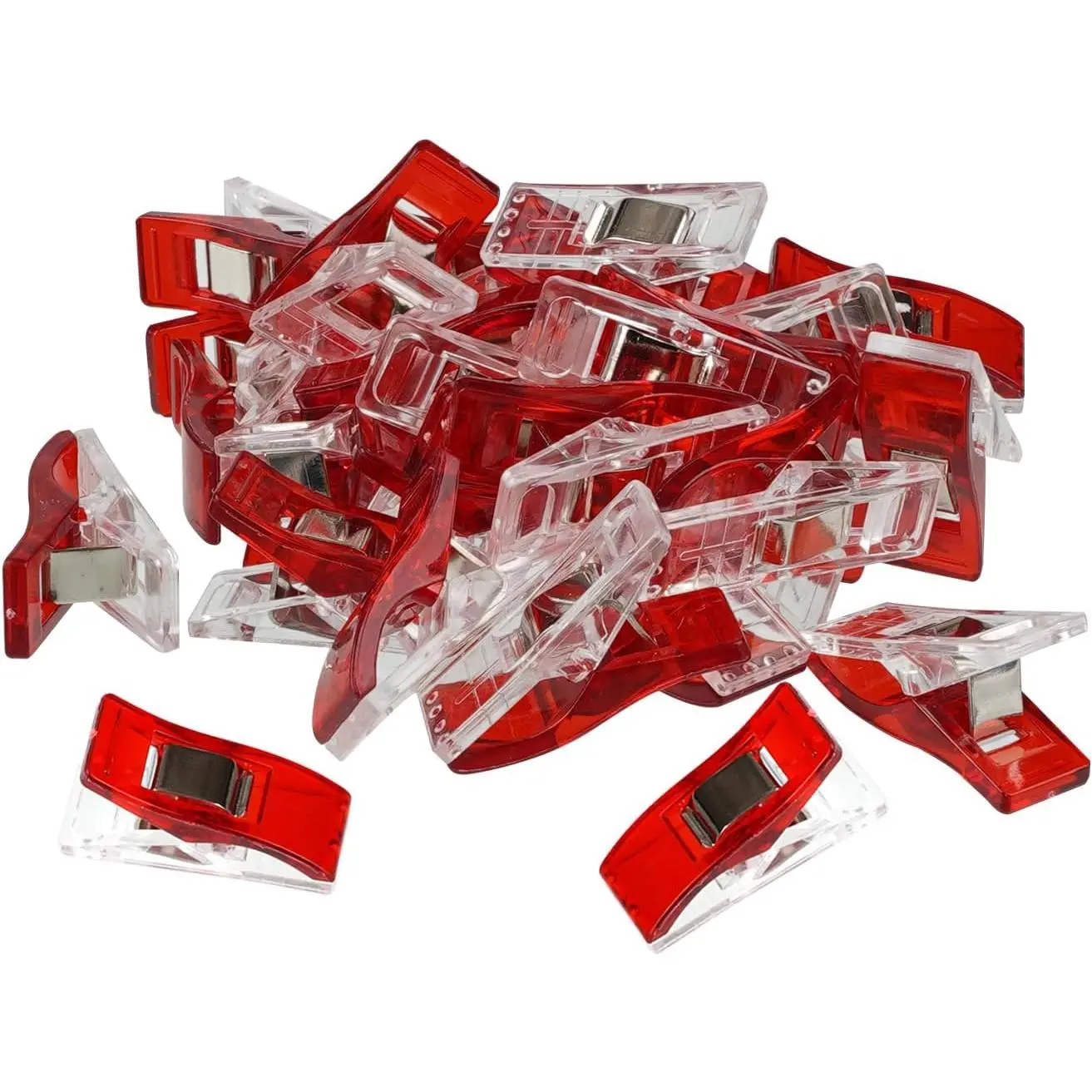 Plastic Clips 30 count Notions Ideal for Sewing and Quilting Clips for Fabric Crafting for Seamstresses Quilters and DIY Projects (red)