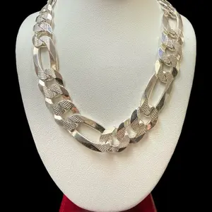 Figaro Diamond Cut and Plain Cut Chain Silver Necklace 12.5mm 90g 11mm 60g 10mm 46g 8.5mm 38g 7mm 27g 6mm 18g 4.5mm 10g 4mm 10g