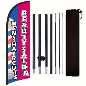 Beauty Salon Flag for Business, 9.18FT Outdoor Advertising Swooper Banner, Yard Sign Banner with Pole and Ground Stake – Tear-Resistant Polyester Feather Flag for Shops, Events & Promotions