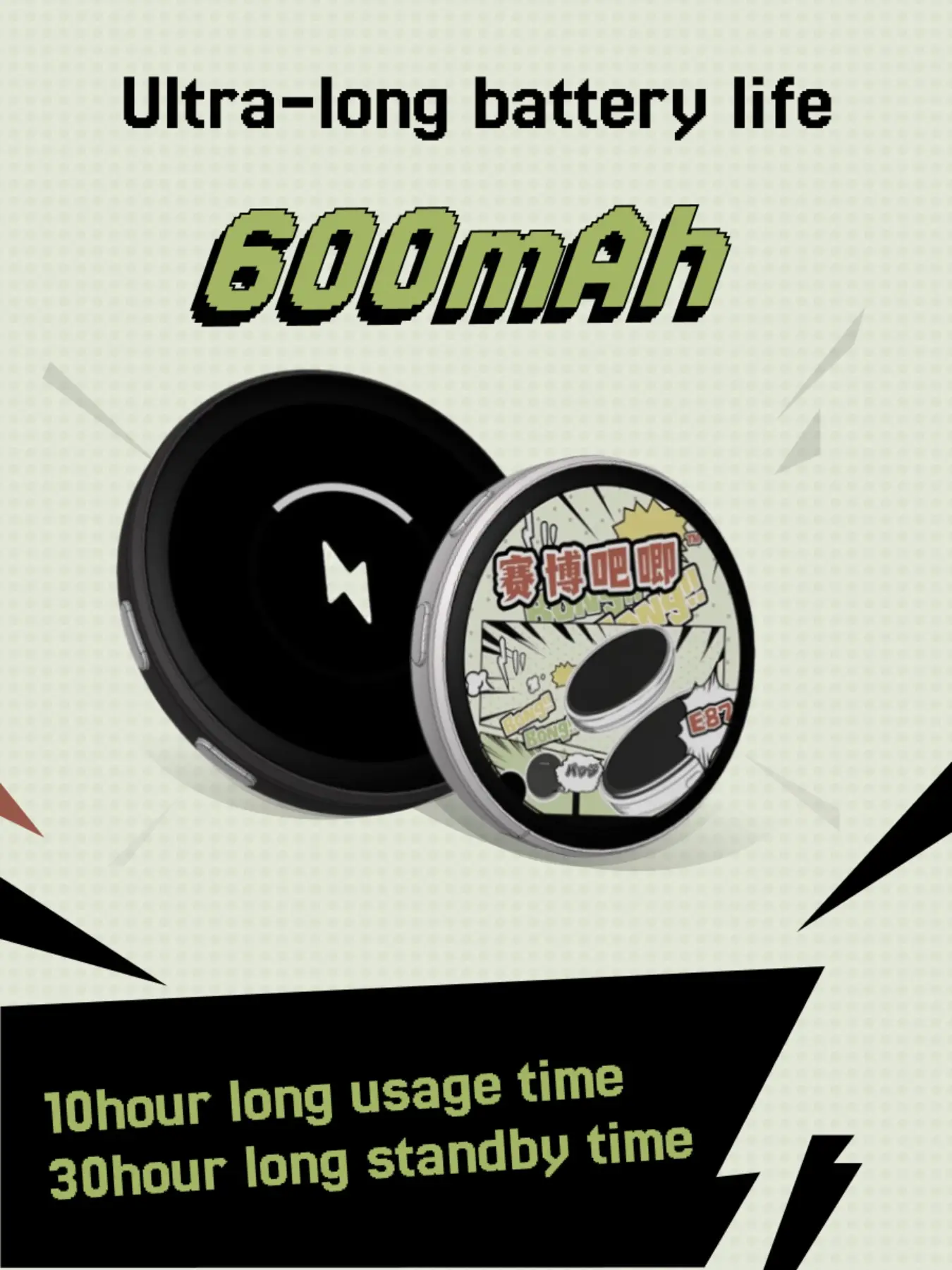 Cyber Badge Smart Screen Pendant, HD Touchscreen Electronic Pin, Bluetooth-compatible 6.0, 600mah Battery, Anime Convention Accessory, Lapel Pins