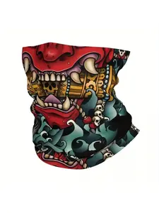 Men'S Multifunctional Neck Gaiter with a Ghostly Warrior Mask Design, Lightweight And Suitable for Various Uses