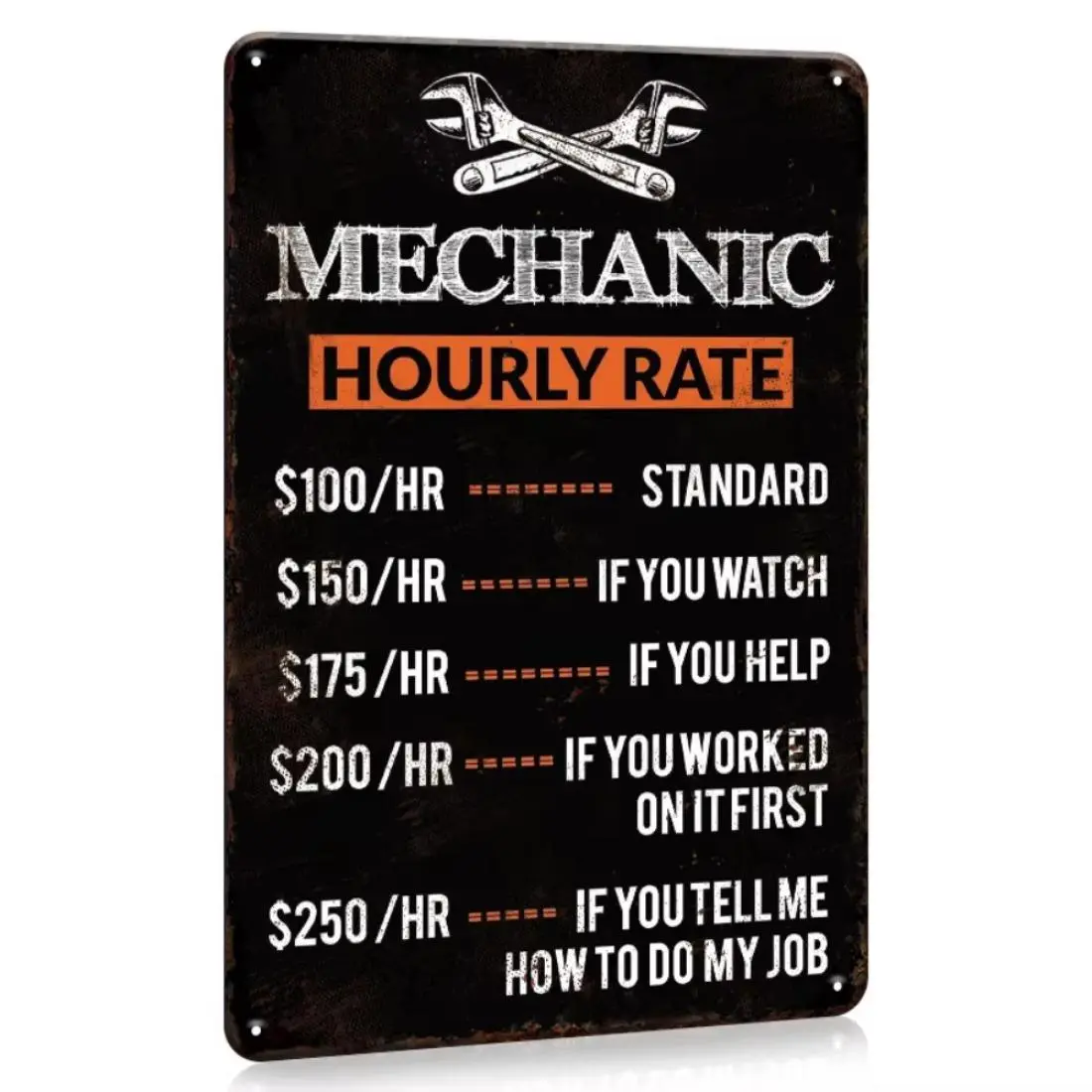Mechanic Hourly Rate Metal Sign, Vintage Wrench Tool Poster, Mechanic Workshop Plaque, Garden & Patio Decoration Supplies, Yard Sign