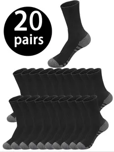 20 pairs of men's mid-calf socks, soft, stretchy, comfortable, and breathable, suitable for everyday wear by both men and women. Simple and comfortable unisex mid-calf socks, striped socks for both men and women, Casual Daily Socks, Sock Packs