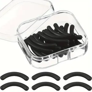 24pcs Universal Eyelash Curler Refill Pads - Silicone Rubber Replacements for Long-Lasting, Smooth Application - Clear Storage Box Included Eyelash Curler Set With Pads (Black)
