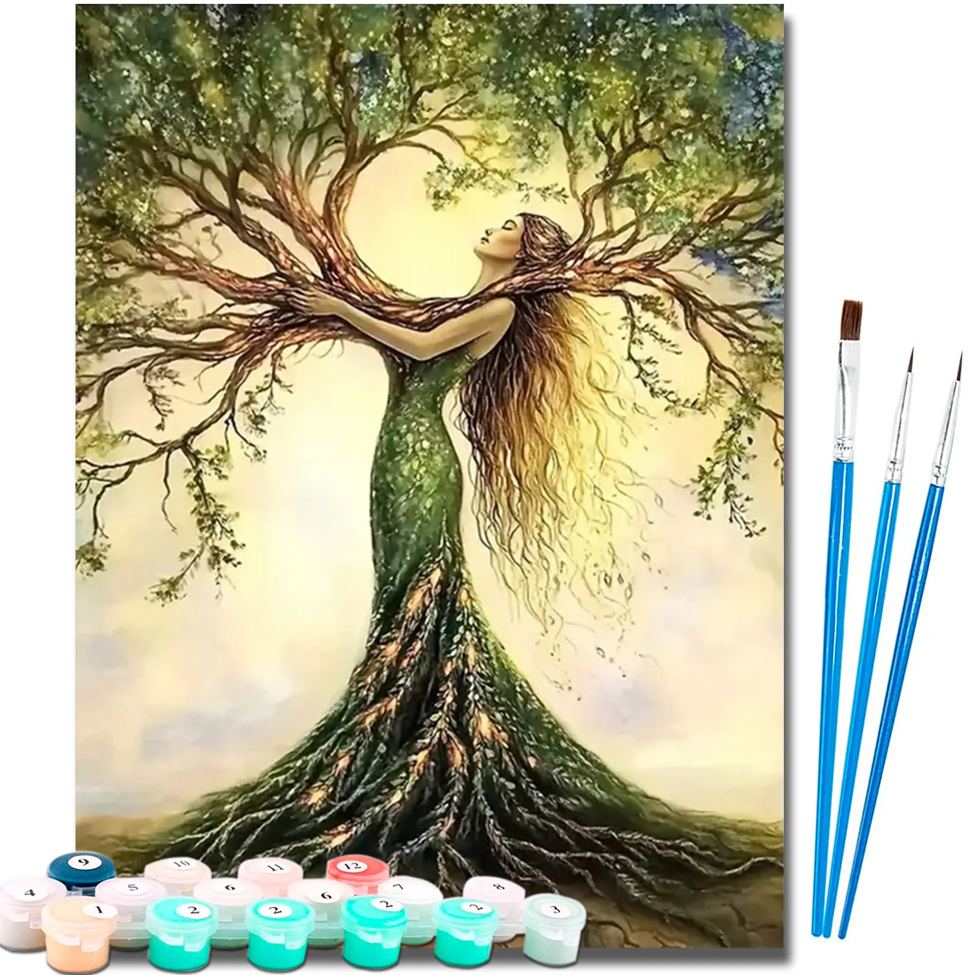 Paint by Numbers Kit for Adults - 16x20 in Preprinted Grid Canvas DIY Art Kit with Fade-Resistant Paints, Beginner Friendly, Ideal for Family Bonding, Mindful Solo Painting Time, Screen-Free Creative Escape