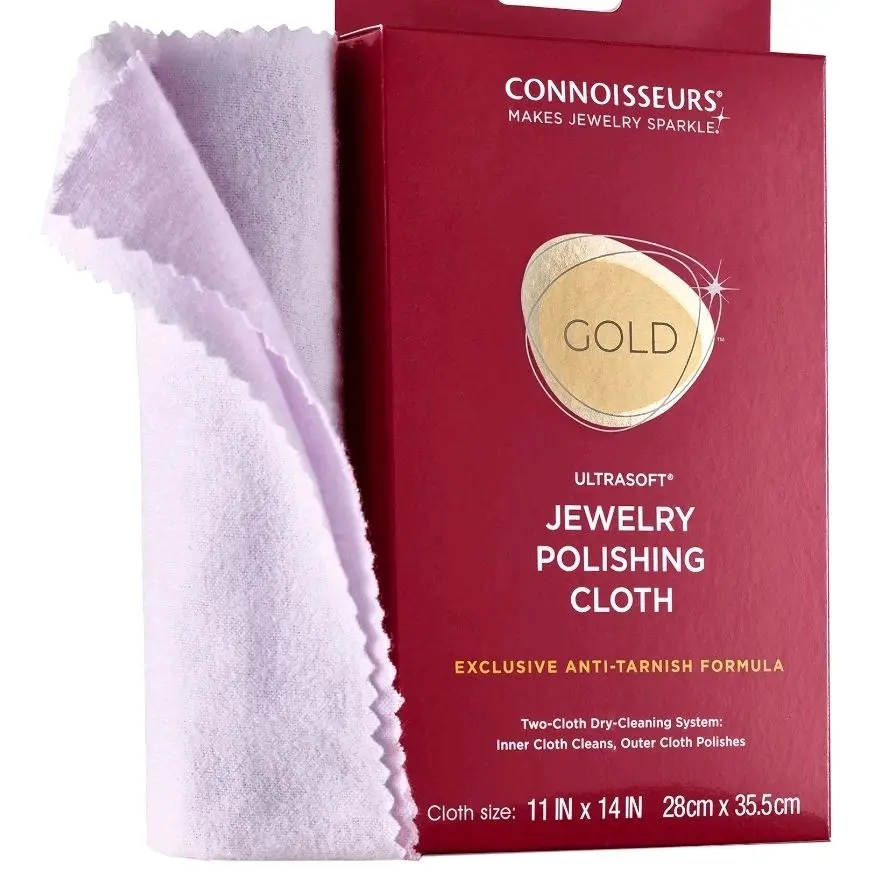 Connoisseur Gold Polish Cloth, Ultrasoft™ 100% Cotton Fiber Jewelry Polishing Cloth with 2-Step Cleaning Function for Home Care Use
