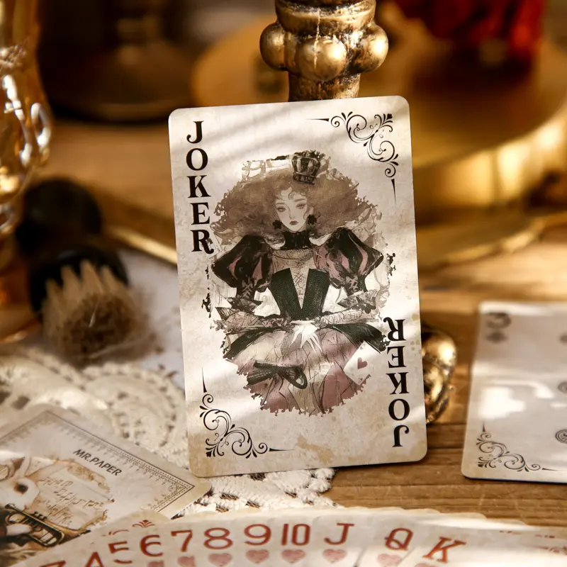 Valentine's Day gifts .Mr. Paper Blue Core Paper Poker Card Retro Alice Series Retro style animal puzzle entertainment cards, specially designed for card game enthusiasts