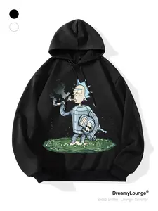 Rick and Morty Parallel Universe Doctor Print Loose Hoodie, Casual Breathable Sweatshirt for Daily Wear, Home and Outdoor Activities