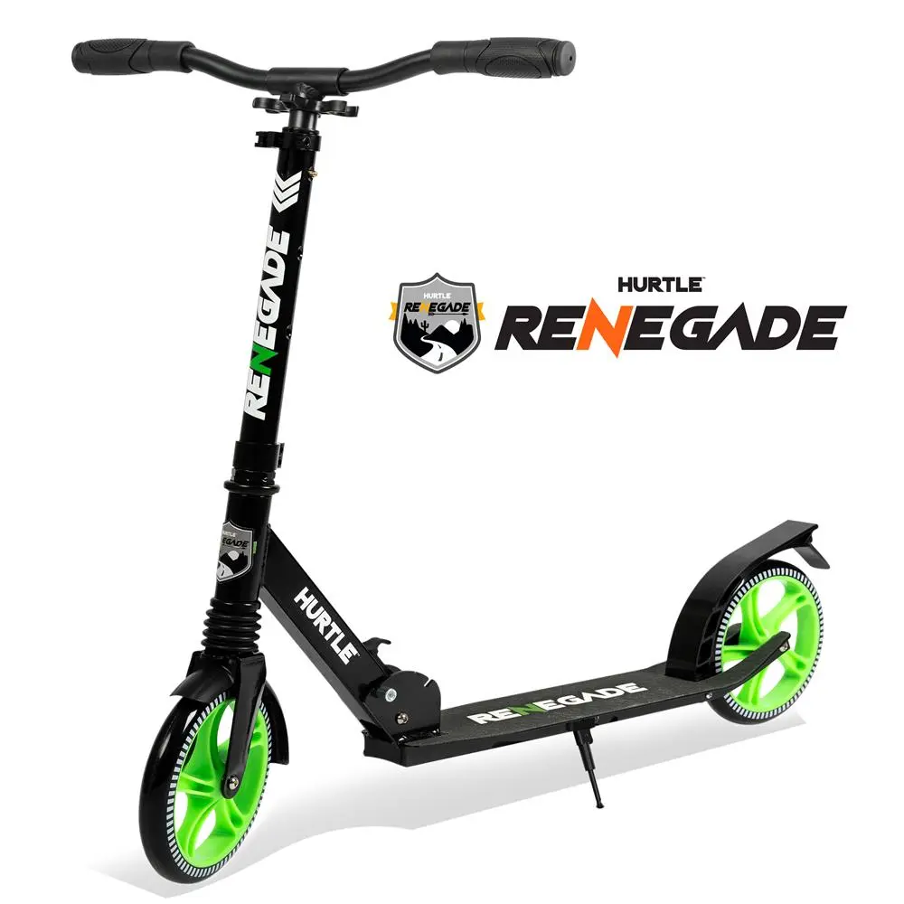 Kick Scooter for Teens & Adults - Green | Foldable 2-Wheel Scooter with Adjustable Handlebar, Anti-Slip Alloy Deck, Smooth Wheels & Lean-to-Steer Design - Lightweight Portable Scooter with Carry Strap for Indoor & Outdoor Riding