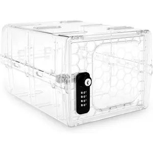 Dual Combination & Keyed Lockbox - Clear Industrial-Grade Plastic for  & Office Safety - Multi-Purpose Lock with Keyed Locking Mechanism