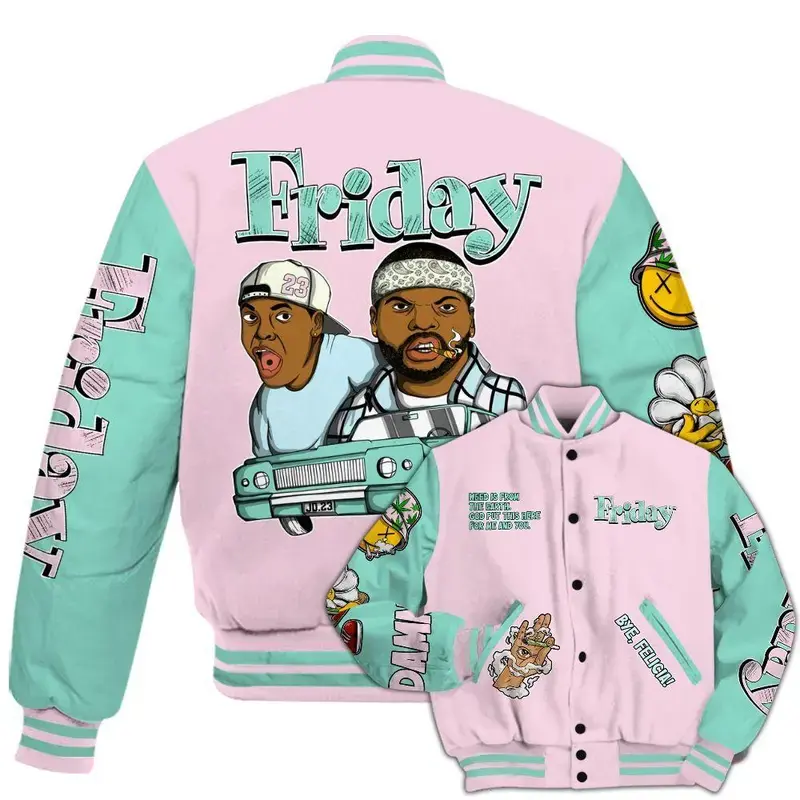 Friday Sneaker Stress Style Retro Easter 5s Varsity Jacket Unisex Outfit, Unisex Varsity Jacket, Baseball Football Inspired Coat, Streetwear Fashion