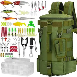 Waterproof Fishing Backpack, Dry-Wet Separation Lure & Tackle Storage, Large Capacity Convertible Pack with Rod Holders, Olive Green. Ideal Gift for Fishermen, Great Helper for Anglers.