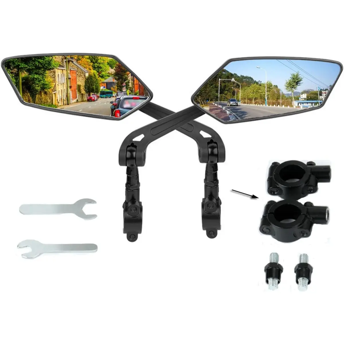 1Pair HD Bike Mirror, 360 Degree Adjustable Bike Rearview Mirror With Large Lens, Bike Mirrors Handlebar Rearview Mirror