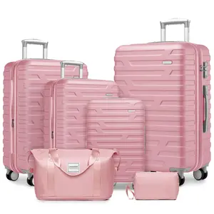 Luggage Love Sets 6 Piece with Duffel Bags Hardside Expandable Suitcases with Spinner Wheels TSA Lock in Pink, suitcase  case, TSA Spinner Hardshell Luggage Set with Spinner Wheels