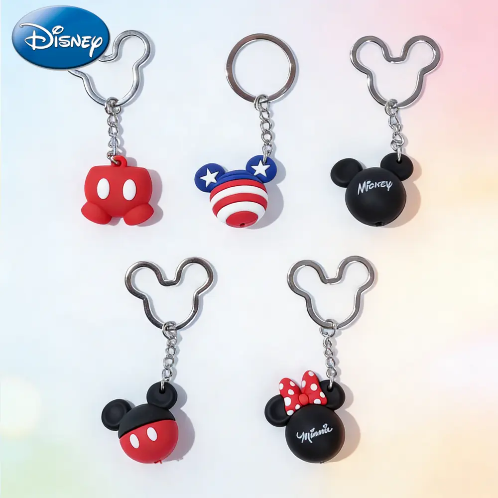 1PC Disney Officially Licensed Mickey Minnie Keychain Adorable Collectible Animal Anime Peripheral Backpack Decoration Car key Pendant Desk Ornament Durable PVC Soft Rubber Gift