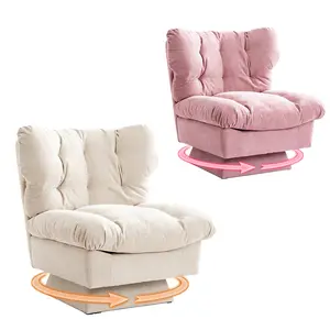Gaomon-Swivel Accent Chair, Oversized 360° Rotating Sofa Chair, Chenille Pink Upholstered Reading Chair with Thick Cushion and 20.8" Extended Seat, Modern Furniture for Living Room