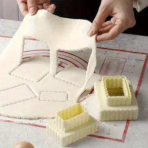 Rectangular Cookie Cutters Set - Baking Tools - Double-Sided, Non-Stick, Easy-Release, BPA-Free Plastic Pastry Cutters for Baking, Decorating, and Molding - Essential Kitchen Accessories for Home Bakers