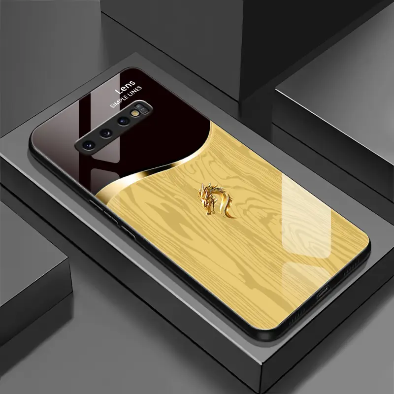 Suitable for [Galaxy S10] Personality simple split dragon pattern creative business high-end anti-drop glass mobile phone case affordable anti-drop anti-fingerprint-888