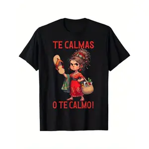 Summer t Shirts Women's Funny Mexican Spanish Mom "Calm Or I Will Calm You" Graphic T-Shirt