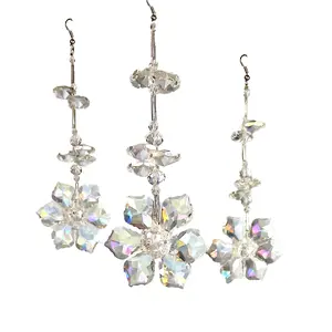 Crystal Iridescent Flower Ornaments H110 3 pc Christmas Wedding Decorations 5” x 2” Length Not Sure