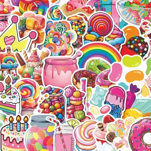 50pcs Colorful Candy & Dessert Cute Stickers Pack, Stickers for Scrapbooking, Waterproof Sweet Treat Cake & Lollipop Decals for Laptop, Water Bottle, Journal & Scrapbook, Dessert Lover Gift