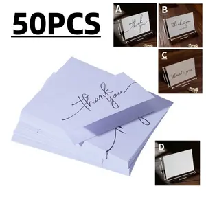 25/50 Pieces Mixed Simple and Fresh Thank You Blank Folding Card White Handwritten Star Invitation Card