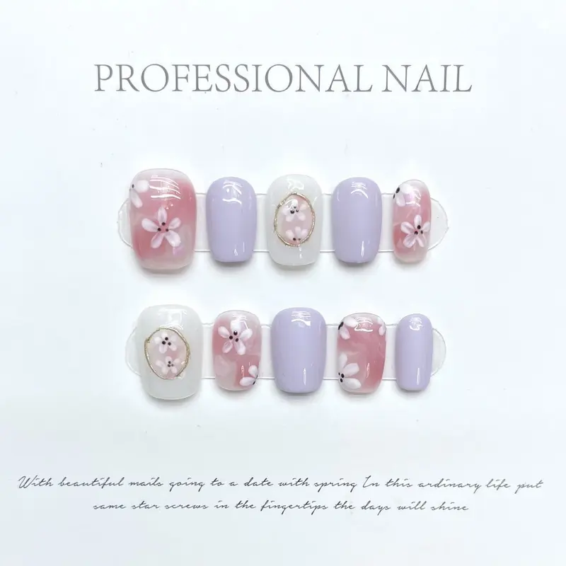 Y6 Student Fashion Item with Nail Stickers, Non-Toxic and Odorless Acrylic Nails, Handmade for Children, Detachable Nails