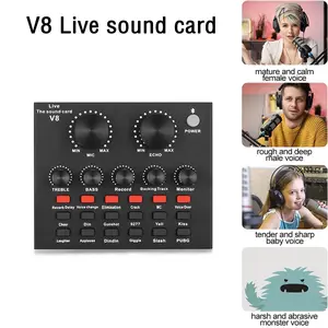Universal live streaming sound card for computers and mobile phones, supporting Bluetooth accompaniment, noise reduction, and anti-interference, suitable for mobile/computer live streaming and karaoke, Mixer sound card, Digital Sound Card