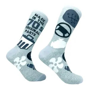 Men's Made In The 70s Socks Funny Car Parts Mechanic Footwear Funny Graphic Socks Comfortable Fitted Spandex Cotton