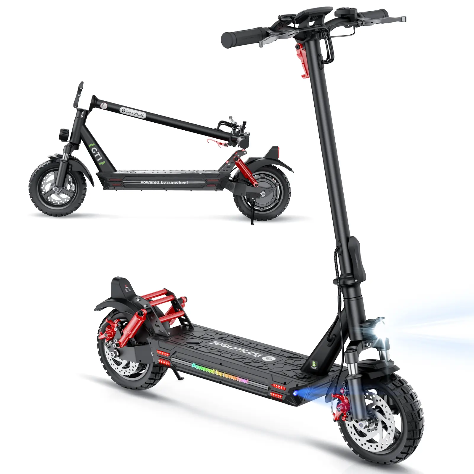 isinwheel GT1 Electric Scooter Adults, 28MPH Top Speed, 28Miles Range, 800W Motor, 330LBS Load, Off-Road Scooter for Adults with Turn Signal