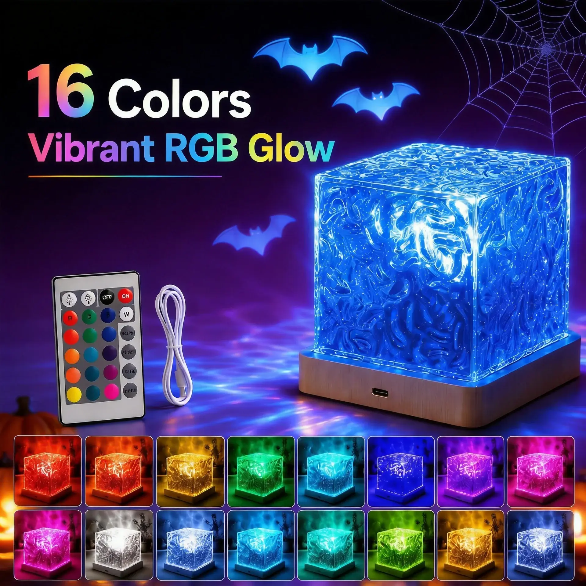 Rechargeable Waterproof Shower Light - No Wiring, 16-Color Ocean Wave Projector, Dimmable Rotating Water Ripple Lamp with Remote, Bathroom Accessories for Whimsical Room Decor, Trippy Room Decor, Apartment Stuff