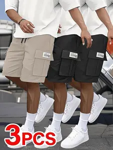 Men's Solid Color Shorts, Regular Fit Casual Comfy Breathable Shorts for Daily Wear, Men's Bottoms for All Seasons