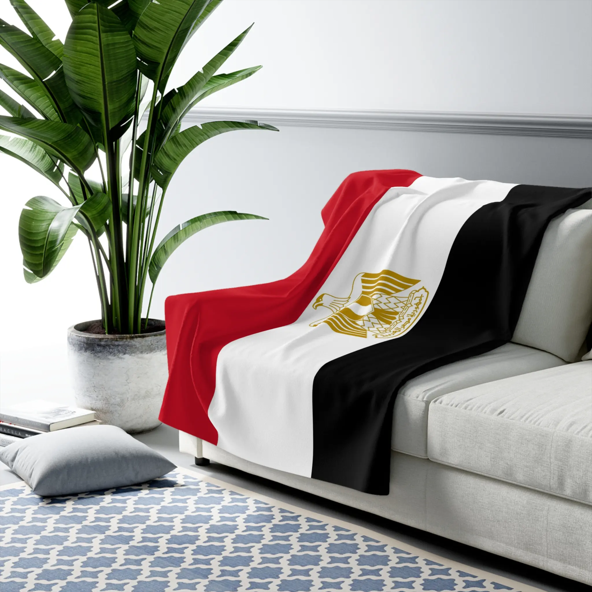 Egypt Flag Sherpa Blanket, Egyptian National Flag Flag Soft Fleece Winter Blanket, Arab Flag Print Blanket