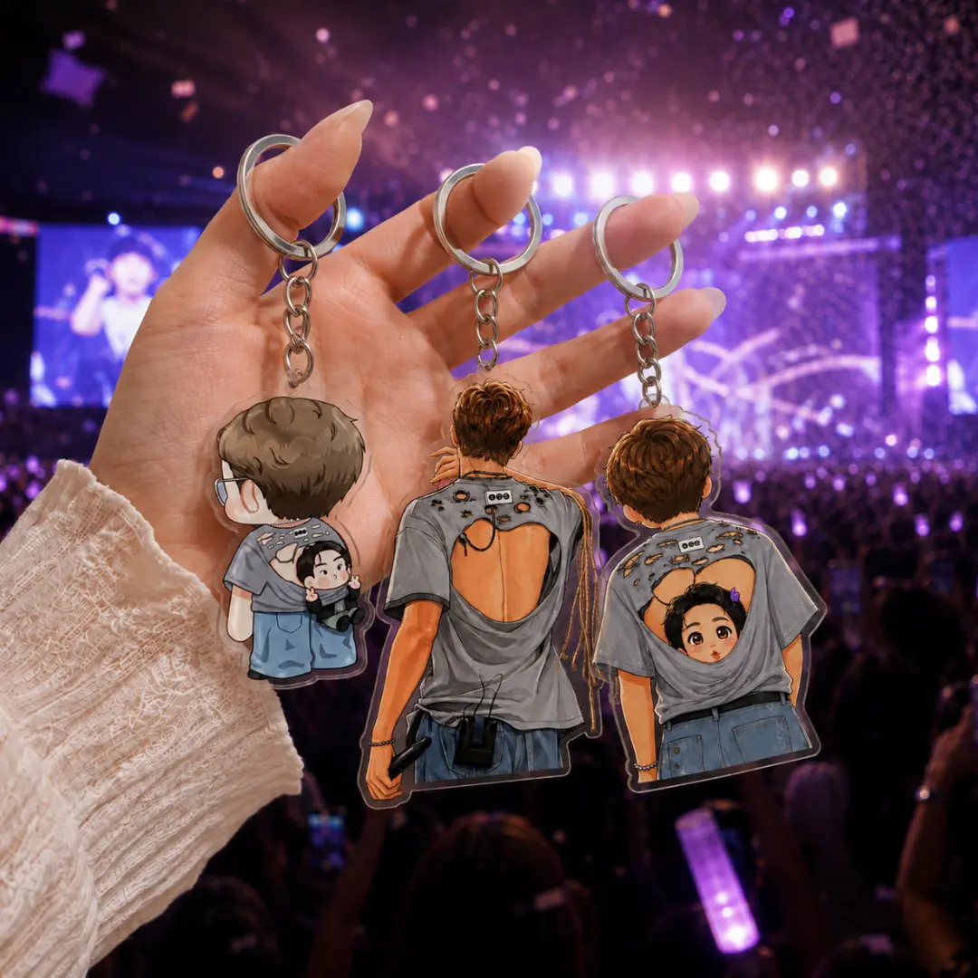 RMm Ripped Shirt-Inspired Acrylic Keychain, KPOP Tour-Style Fan Accessory, Cute Bag Charm, Collectible Gift for Music Lovers