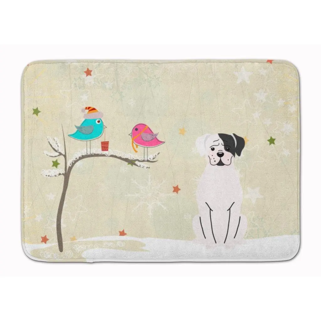 Carolines Treasures BB2586RUG Christmas Presents White Boxer Cooper Machine Washable Memory Foam Mat