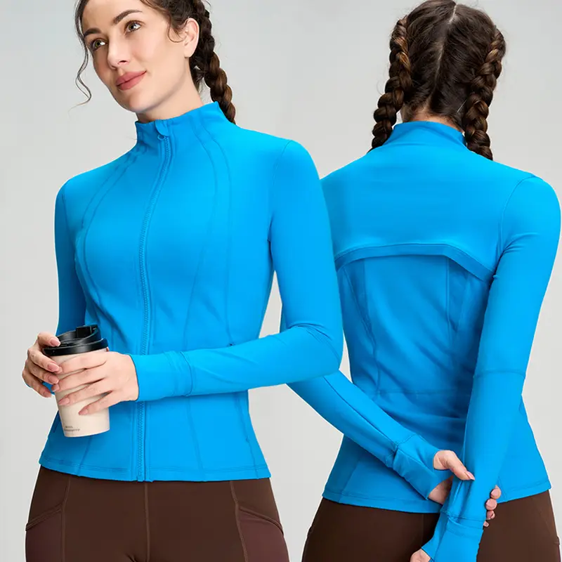 QUEENIEKE Women Athletic  Jacket Cottony-Soft Full Zip Slim Fit Workout Running Jacket with  Back Mesh Vent 2 Pockets Thumb Hole Solid Zip-Up Pocket Sports Jacket