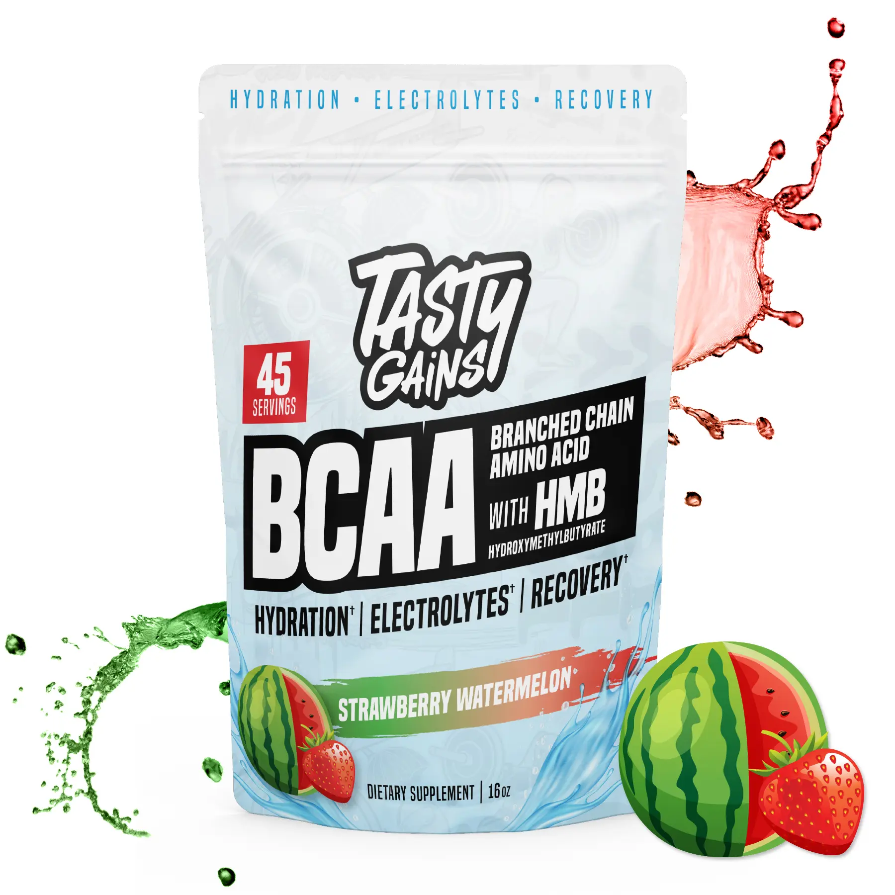 Tasty Gains BCAA + HMB (Recovery & Hydration Powder - Strawberry Watermelon)