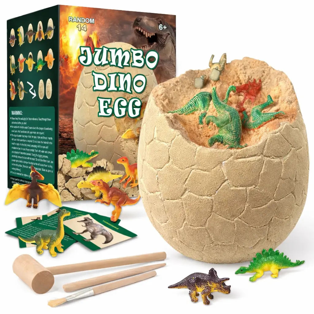 Jumbo Dinosaur Egg Excavation Kit - Dig Up 14 Unique Dinosaurs with Tools & Learning Cards, STEM Educational Science Toy for Kids Ages 6-12, Non-Toxic Safe Dino Dig Kit, Perfect Birthday & Easter Gifts for Boys Girls