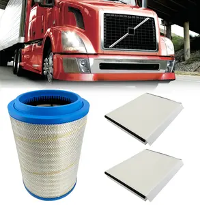 Engine Air Filter with 2 Cabin Filter for Volvo VNL | Replacement Fleetguard AF26163M Baldwin PA4681