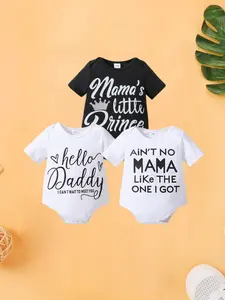 Baby Boys Casual Short Sleeve Triangle Romper Set, Breathable Soft Fabric, 3 Piece Pack, Baby Boy Clothes, Perfect for Spring Summer, Comfortable Daily Wear